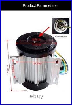 60/72V 4000W Electric Motor Hydraulic Oil Pump Clean Retrofit DC Brushless Motor